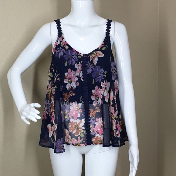 PPLA Sheer Tank Top With Embroidered Detail C3 - Picture 1 of 7